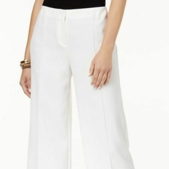 Alfani Wide Leg pants zip front Cloud White 8 - Picture 1 of 2